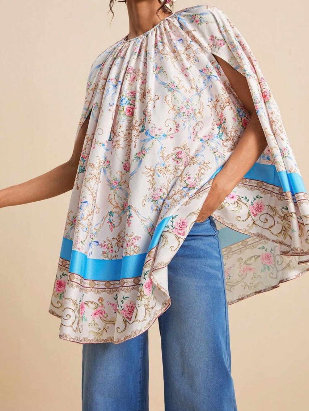 Pink Boho Women's Baroque Placement Print Tunic - Picture 3 of 8